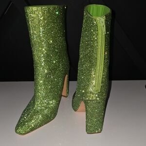 Forever 21 Green Glitter Ankle Boots
